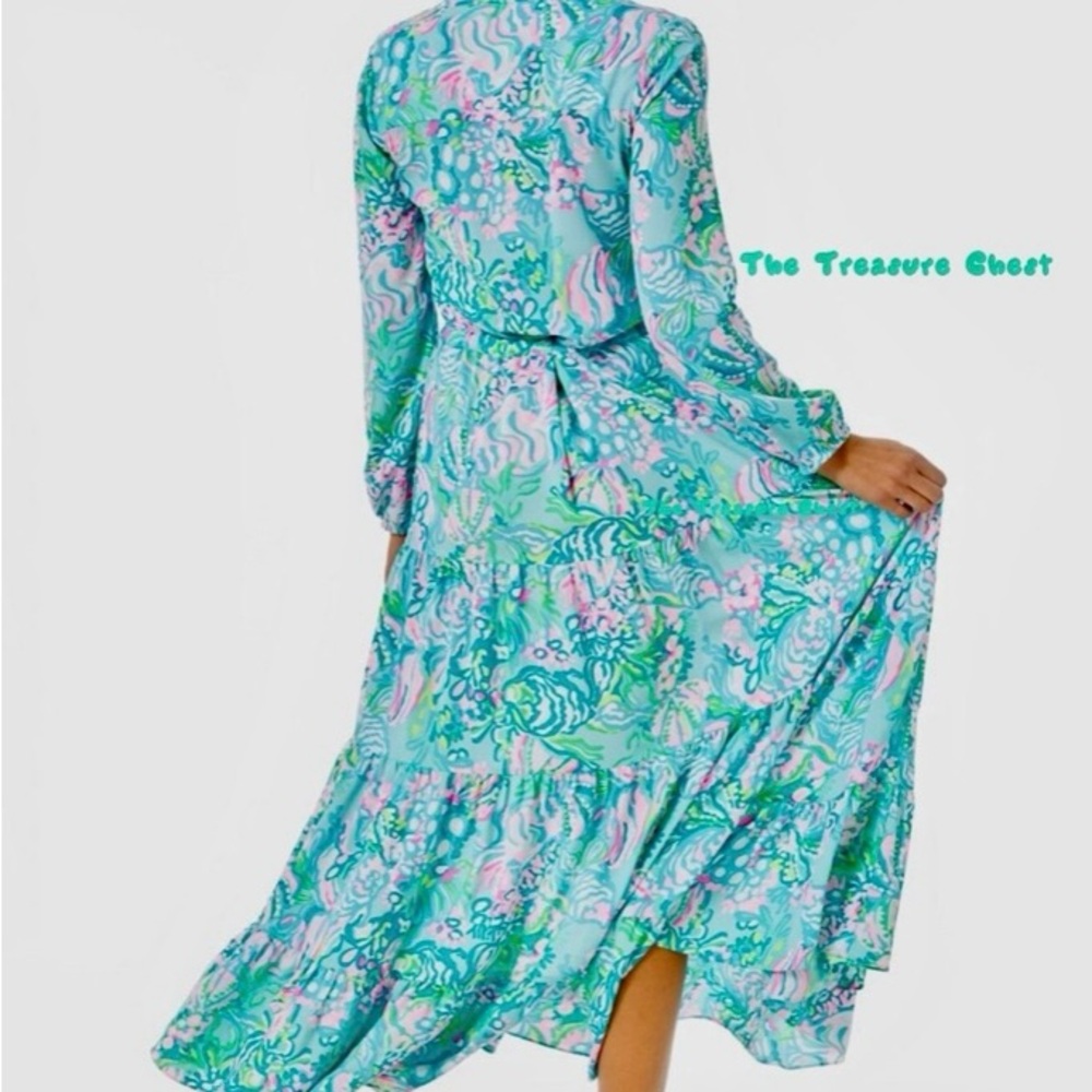 Lilly Pulitzer Aqua and Pink Long Sleeve Dress - Picture 5 of 5